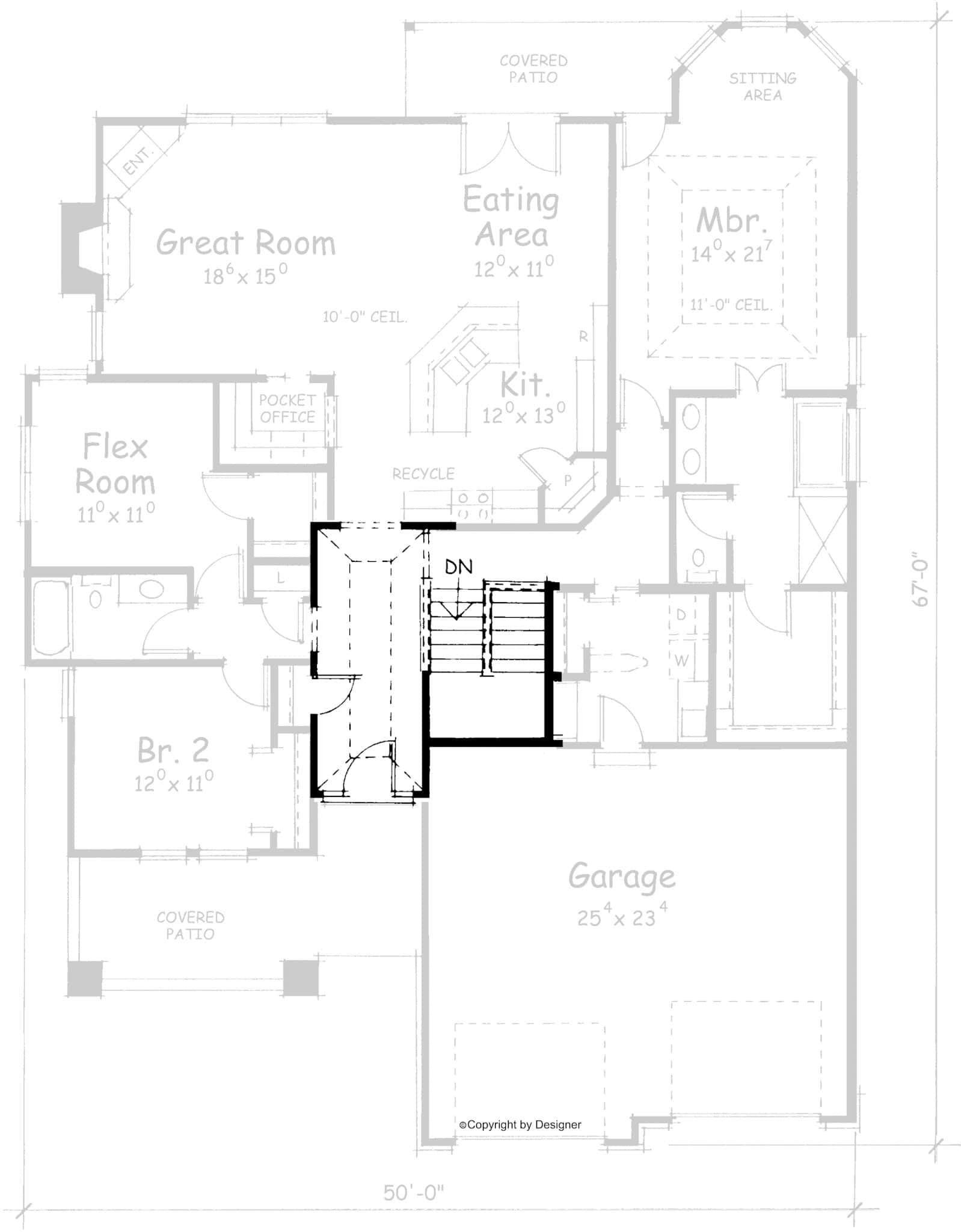 Main Level of Cape Cod Plan #120-2050