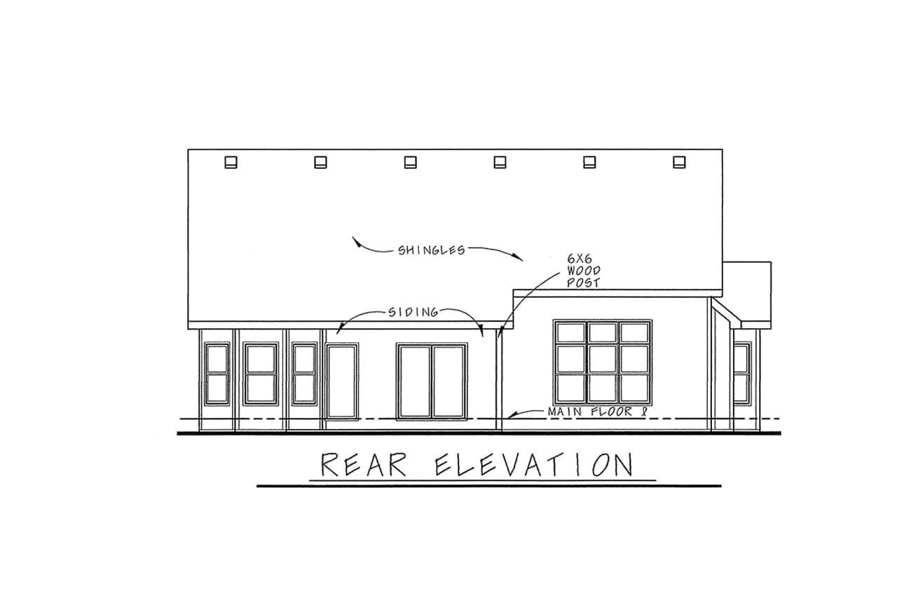 Home Plan Rear Elevation of this 3-Bedroom,1905 Sq Ft Plan -120-2050