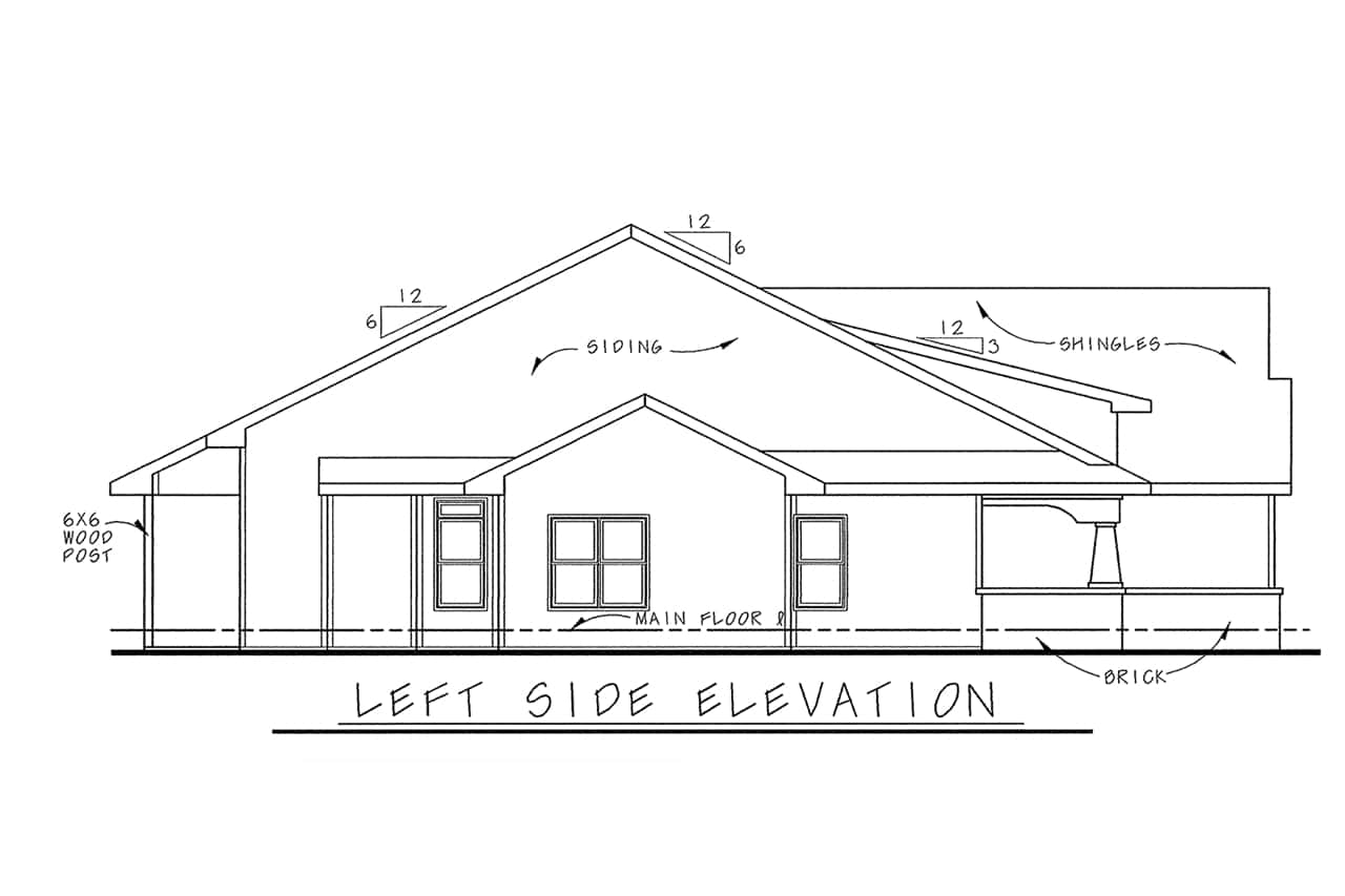 Home Plan Left Elevation of this 3-Bedroom,1905 Sq Ft Plan -120-2050