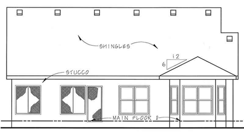 Home Plan Rear Elevation of this 2-Bedroom,1463 Sq Ft Plan -120-2051
