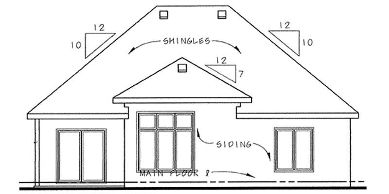 Home Plan Rear Elevation of this 2-Bedroom,1550 Sq Ft Plan -120-2052
