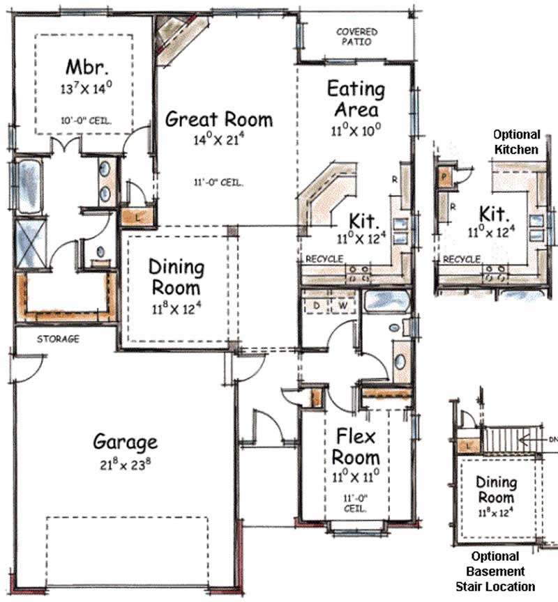 Floor Plan First Story of Country Plan #120-2052