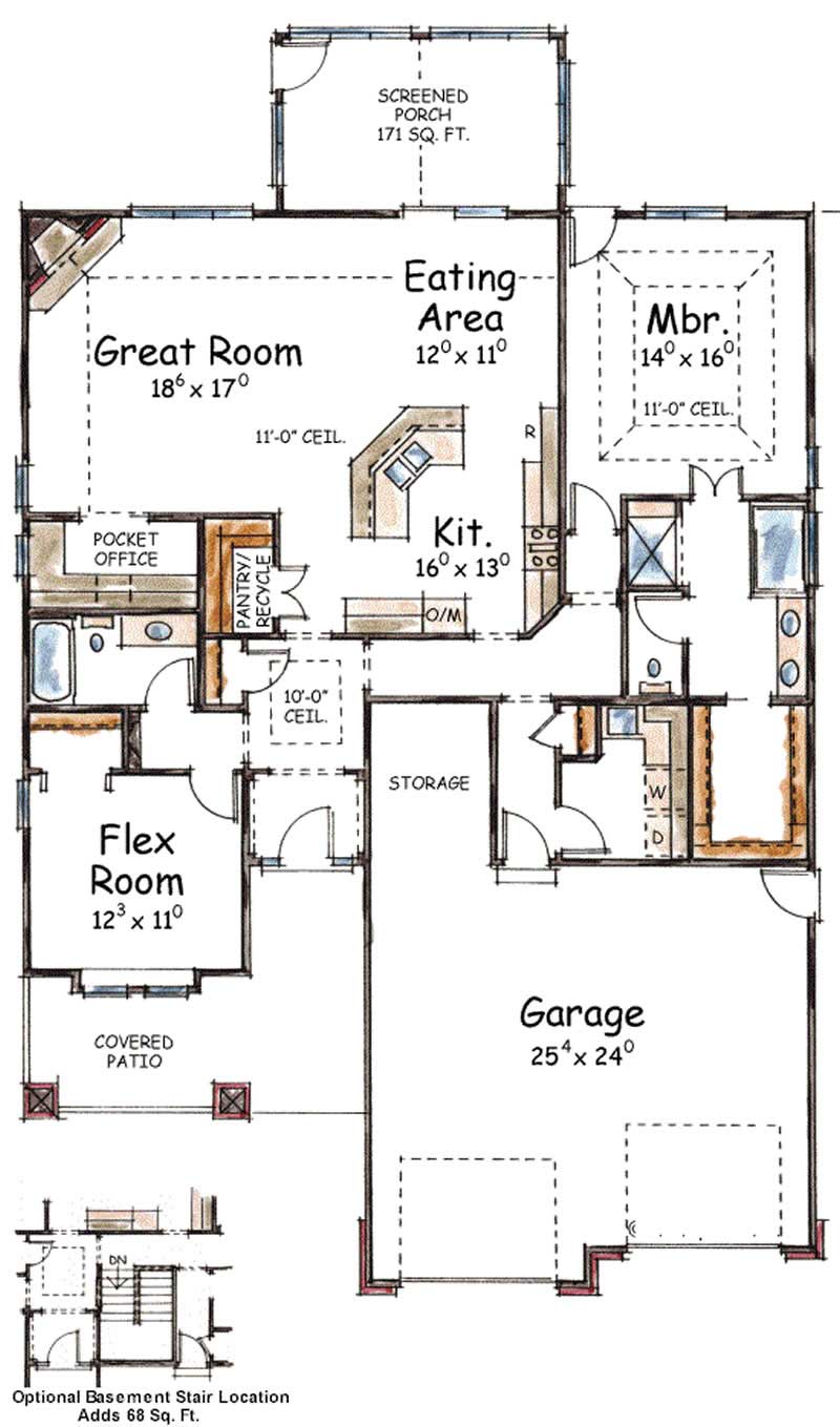 Floor Plan First Story of Cape Cod Plan #120-2053