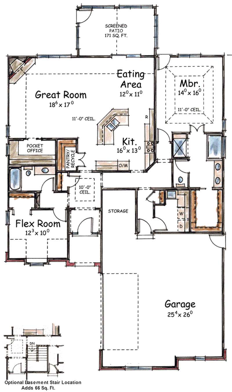 Floor Plan First Story of Country Plan #120-2054