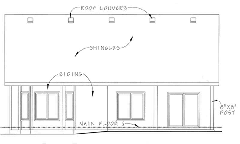 Home Plan Rear Elevation of this 2-Bedroom,1423 Sq Ft Plan -120-2056