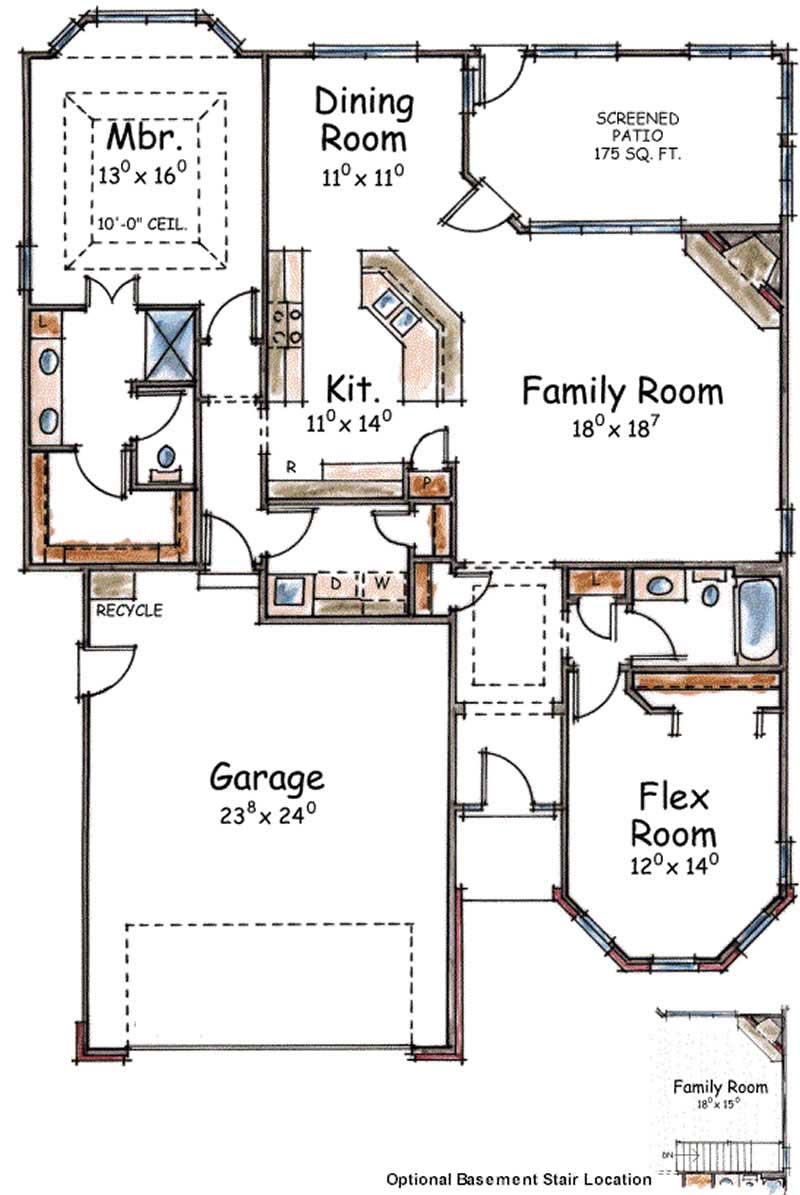 Floor Plan First Story of Ranch Plan #120-2059