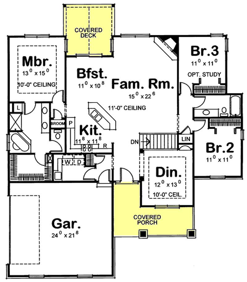 Floor Plan First Story of Country Plan #120-2060
