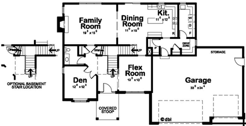 Floor Plan First Story of Traditional Plan #120-2068