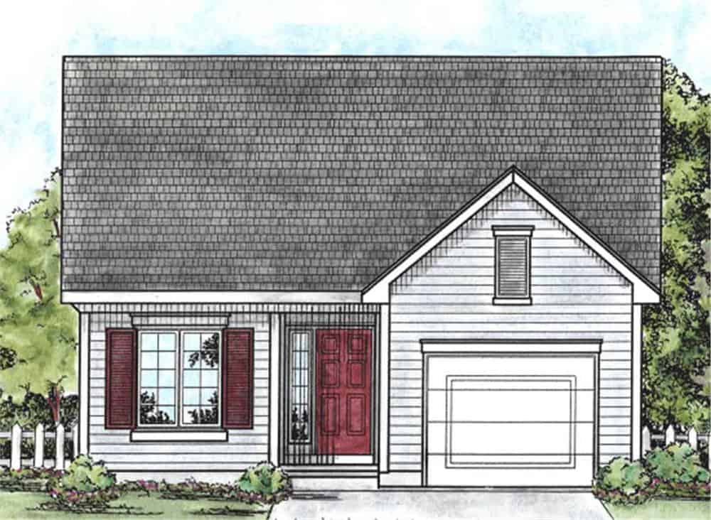 Front View of this 2-Bedroom, 1091 Sq Ft Plan - 120-2069