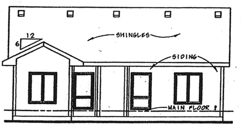 Home Plan Rear Elevation of this 2-Bedroom,1209 Sq Ft Plan -120-2070
