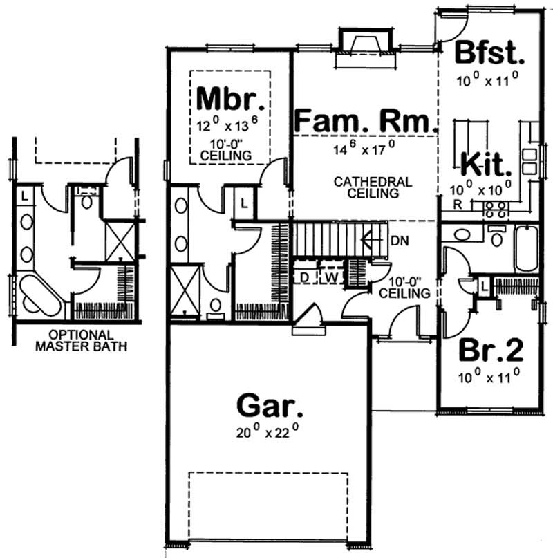 Floor Plan First Story of Ranch Plan #120-2070