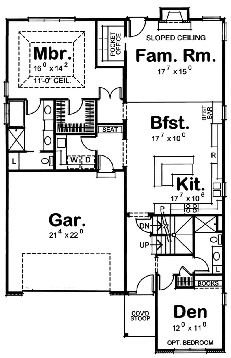 Floor Plan First Story of Traditional Plan #120-2071