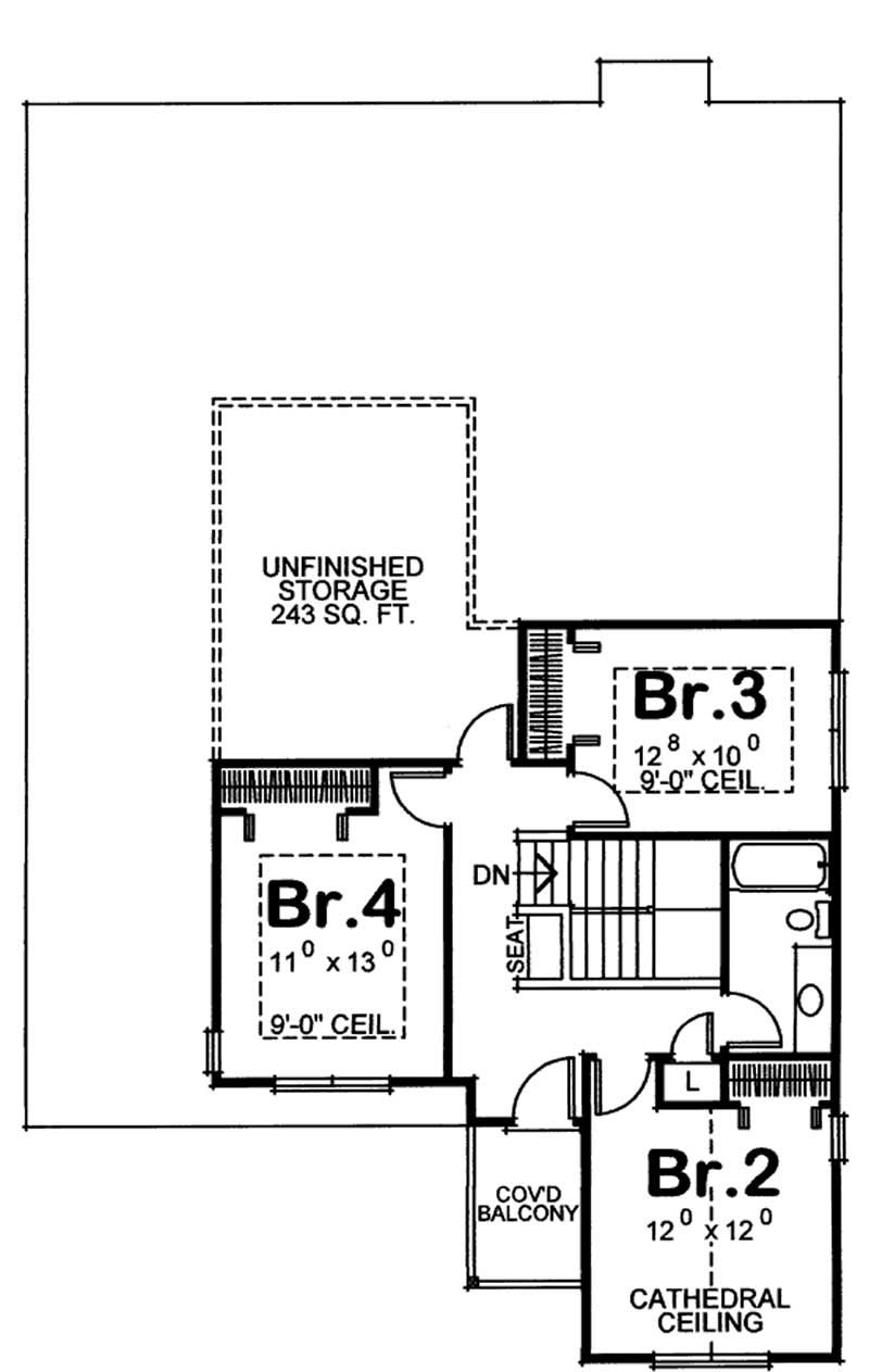 Floor Plan Second Story of Traditional Plan #120-2071