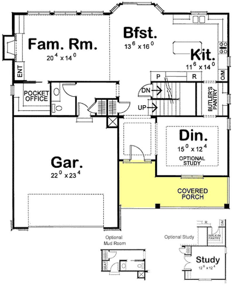 Floor Plan First Story of Country Plan #120-2074