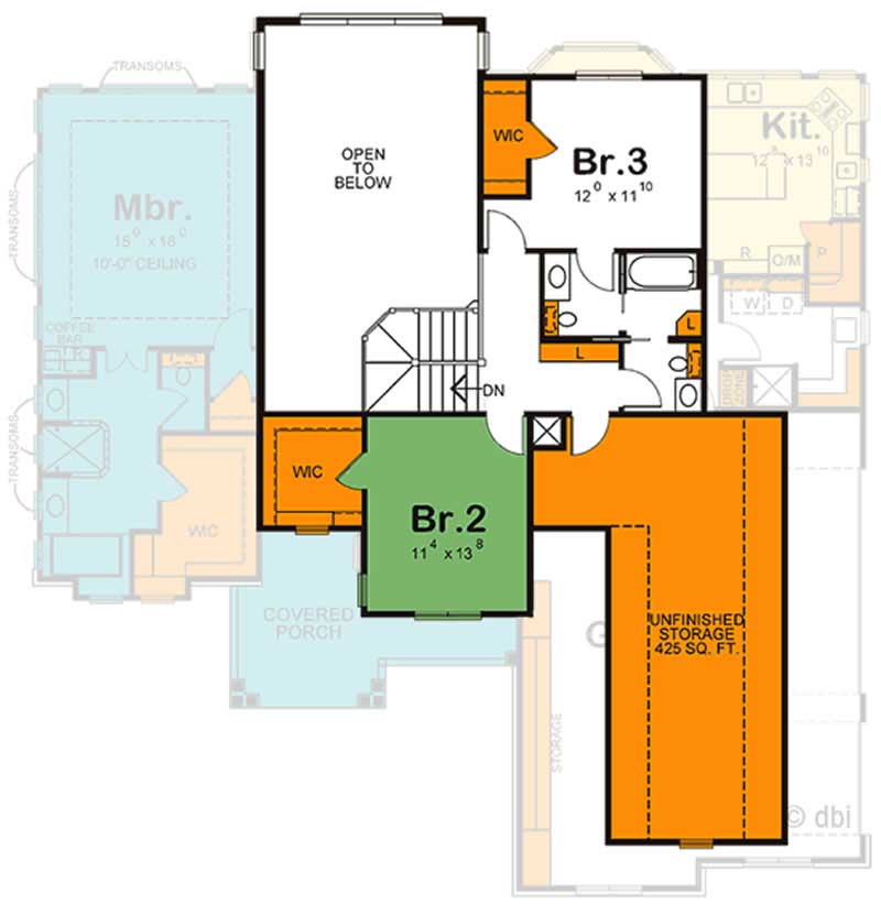 Floor Plan Second Story of Country Plan #120-2084