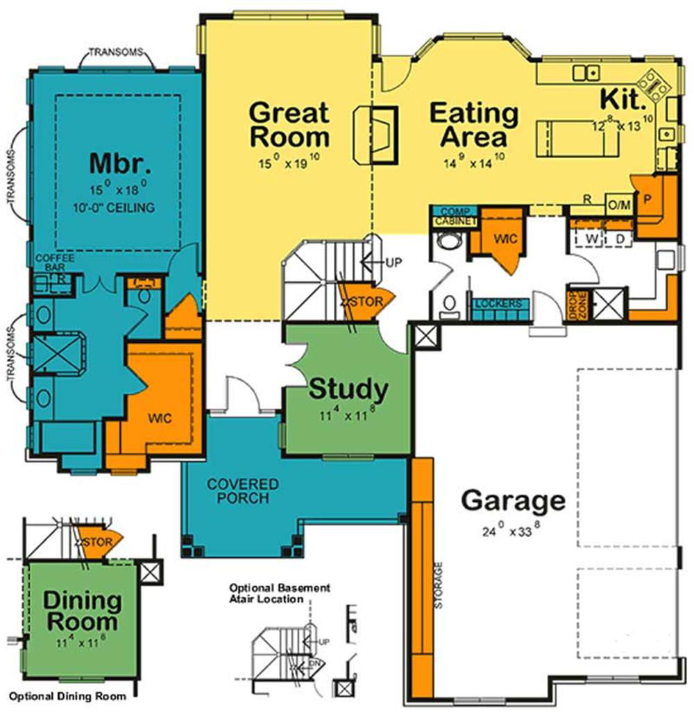 Floor Plan First Story of Country Plan #120-2084