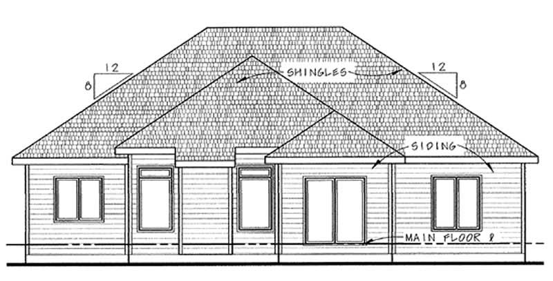 Home Plan Rear Elevation of this 3-Bedroom,1642 Sq Ft Plan -120-2091