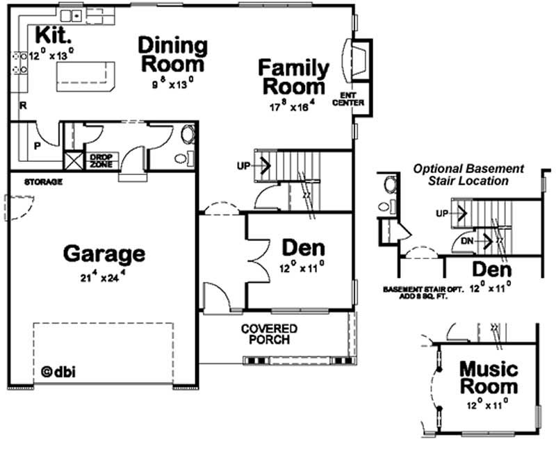Floor Plan First Story of Country Plan #120-2092