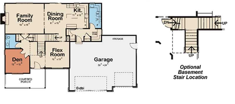 Floor Plan First Story of Country Plan #120-2094