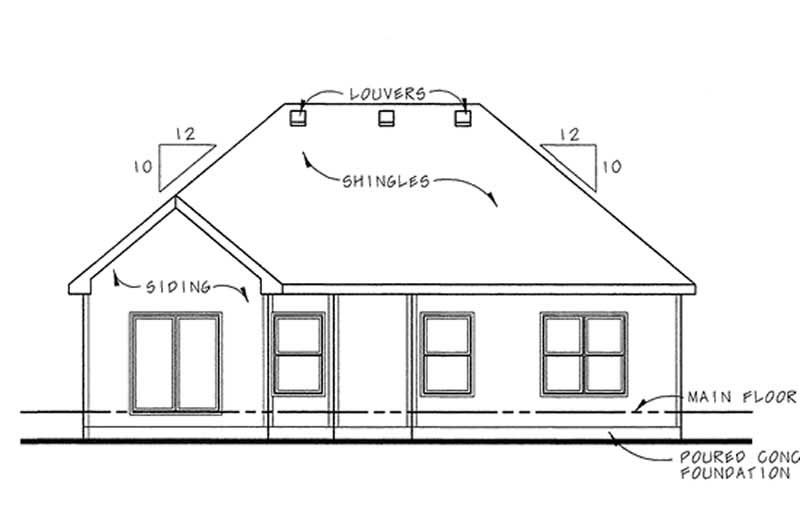 Home Plan Rear Elevation of this 2-Bedroom,1592 Sq Ft Plan -120-2096