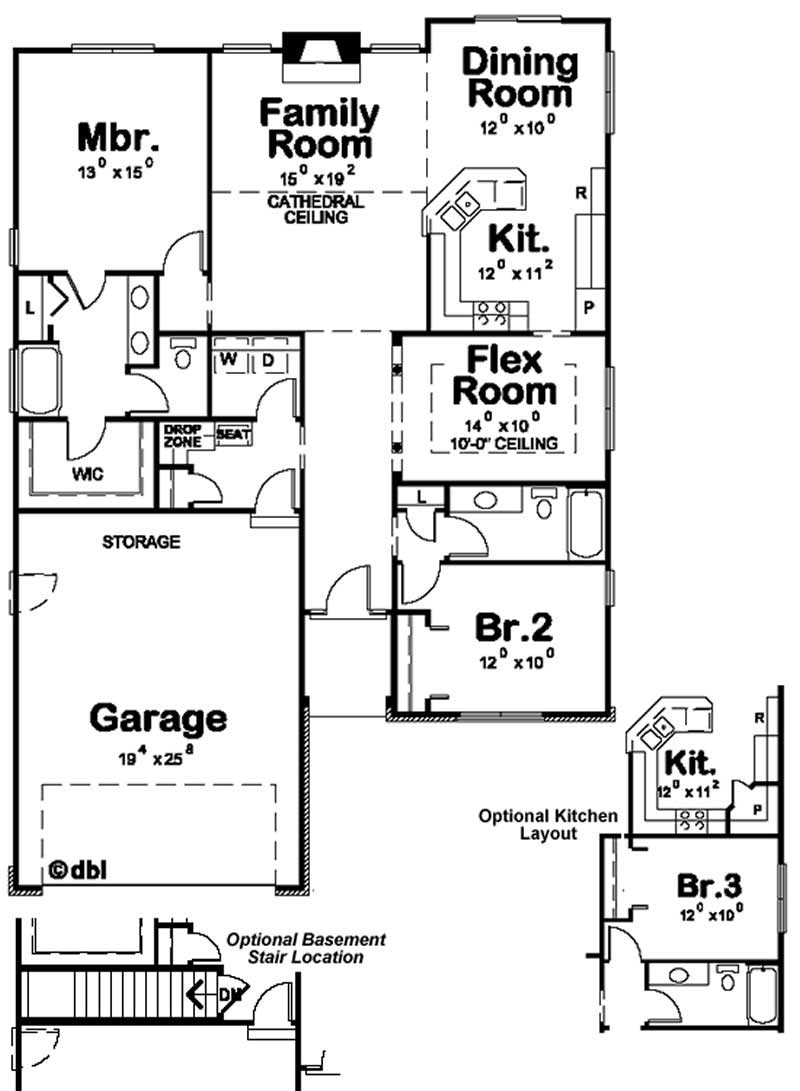 Floor Plan First Story of Small House Plans #120-2096