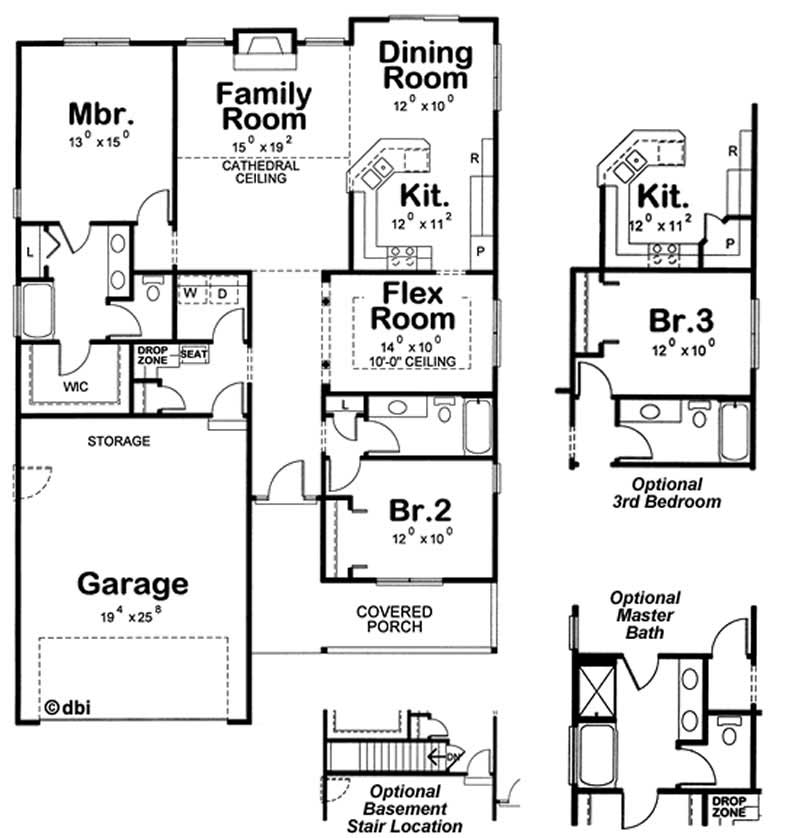 Floor Plan First Story of Small House Plans #120-2097