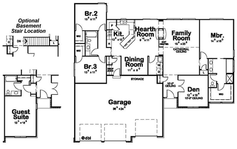 Floor Plan First Story of Ranch Plan #120-2098