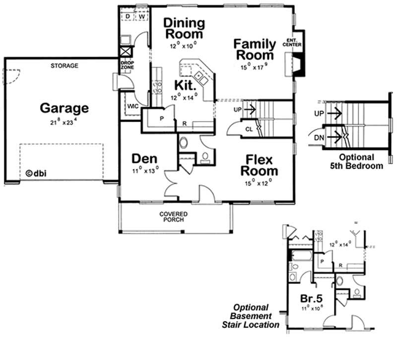 Floor Plan First Story of Country Plan #120-2100