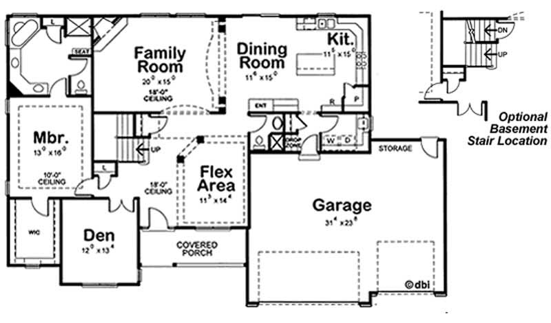 Floor Plan First Story of Country Plan #120-2102