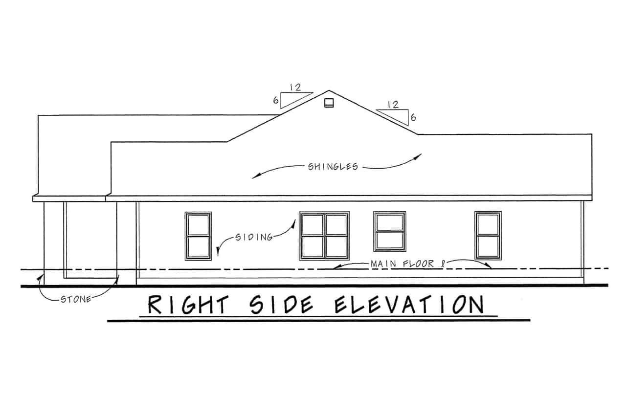 Home Plan Right Elevation of this 3-Bedroom,1755 Sq Ft Plan -120-2103