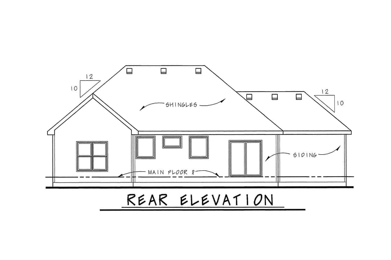 Home Plan Rear Elevation of this 3-Bedroom,1755 Sq Ft Plan -120-2103