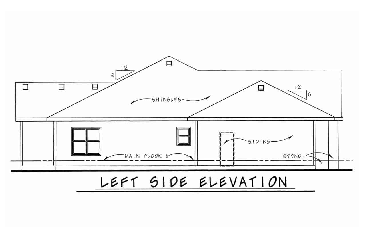 Home Plan Left Elevation of this 3-Bedroom,1755 Sq Ft Plan -120-2103