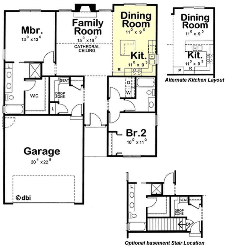 Floor Plan First Story of Ranch Plan #120-2104