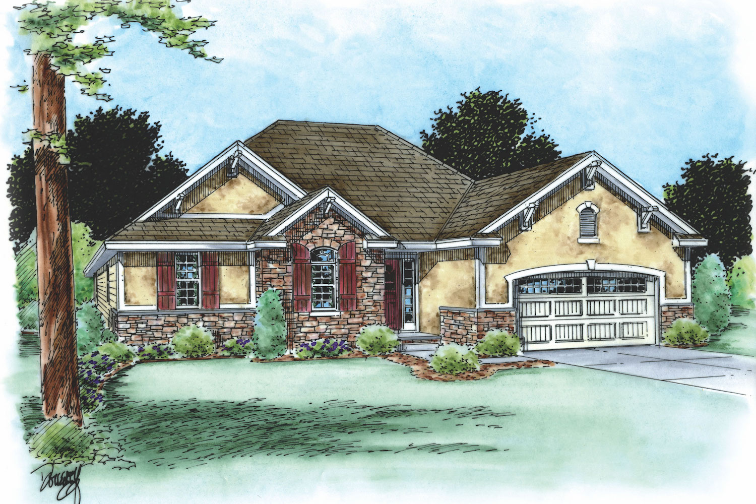 Front View of this 3-Bedroom, 1719 Sq Ft Plan - 120-2105