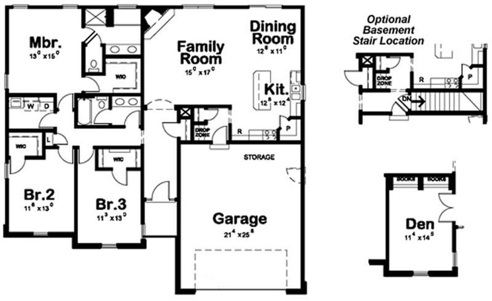 Floor Plan First Story of Ranch Plan #120-2105