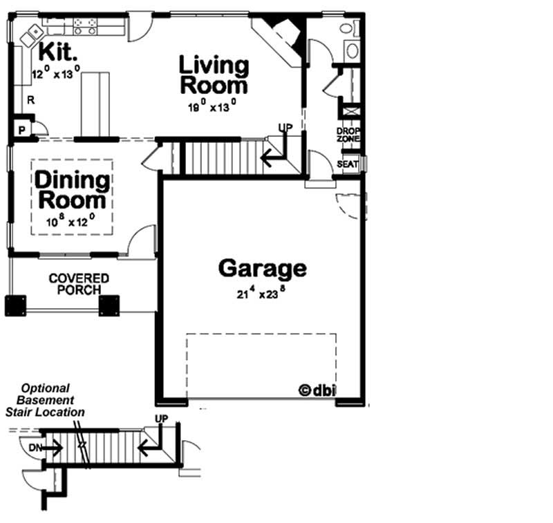 Floor Plan First Story of Country Plan #120-2108