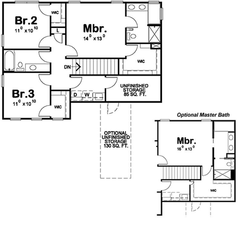Floor Plan Second Story of Country Plan #120-2108