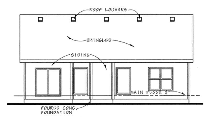 Home Plan Rear Elevation of this 2-Bedroom,1275 Sq Ft Plan -120-2109