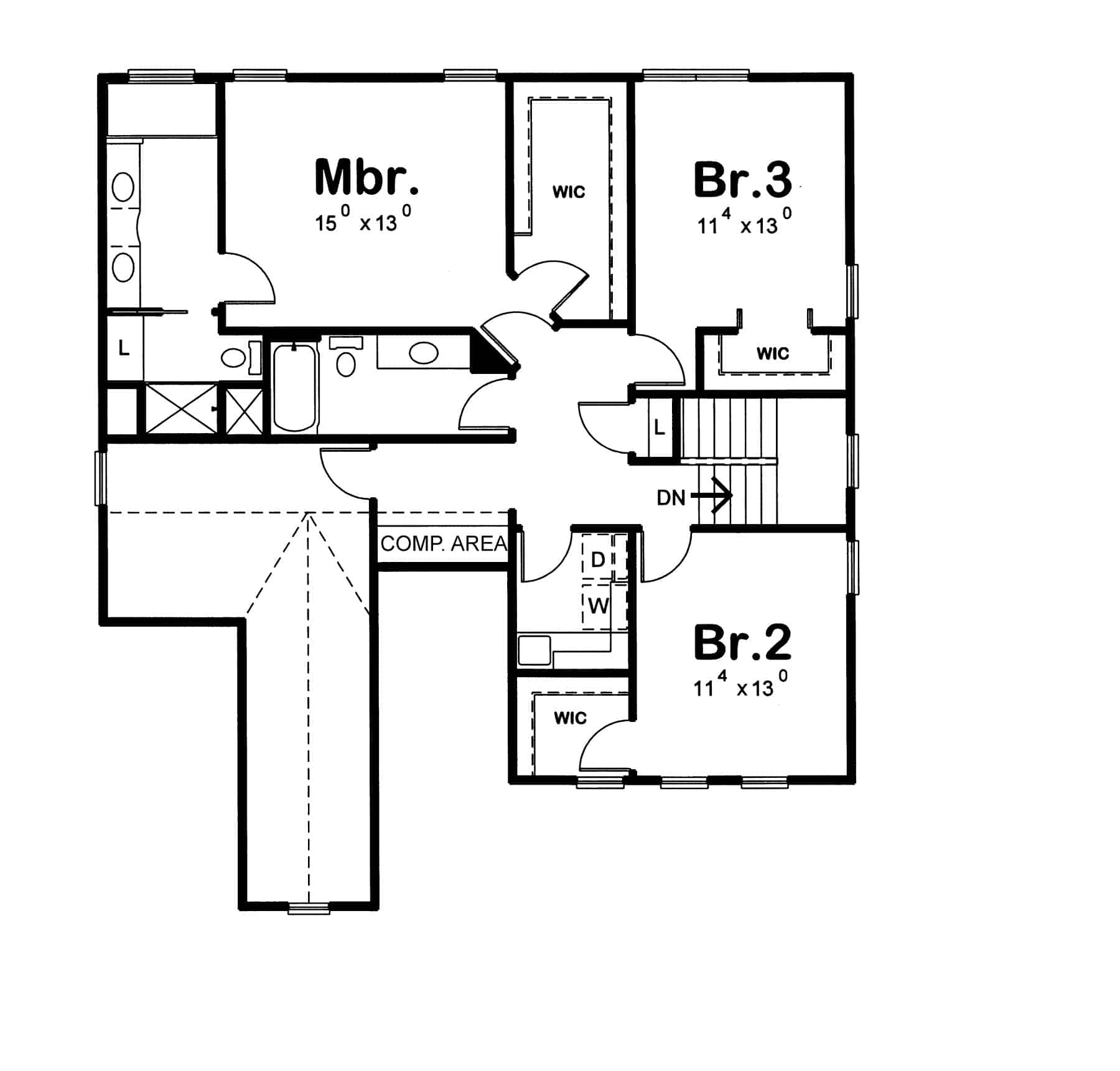 Floor Plan Second Story of Country Plan #120-2112