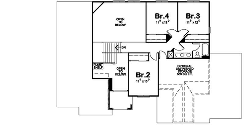 Floor Plan Second Story of Traditional Plan #120-2113