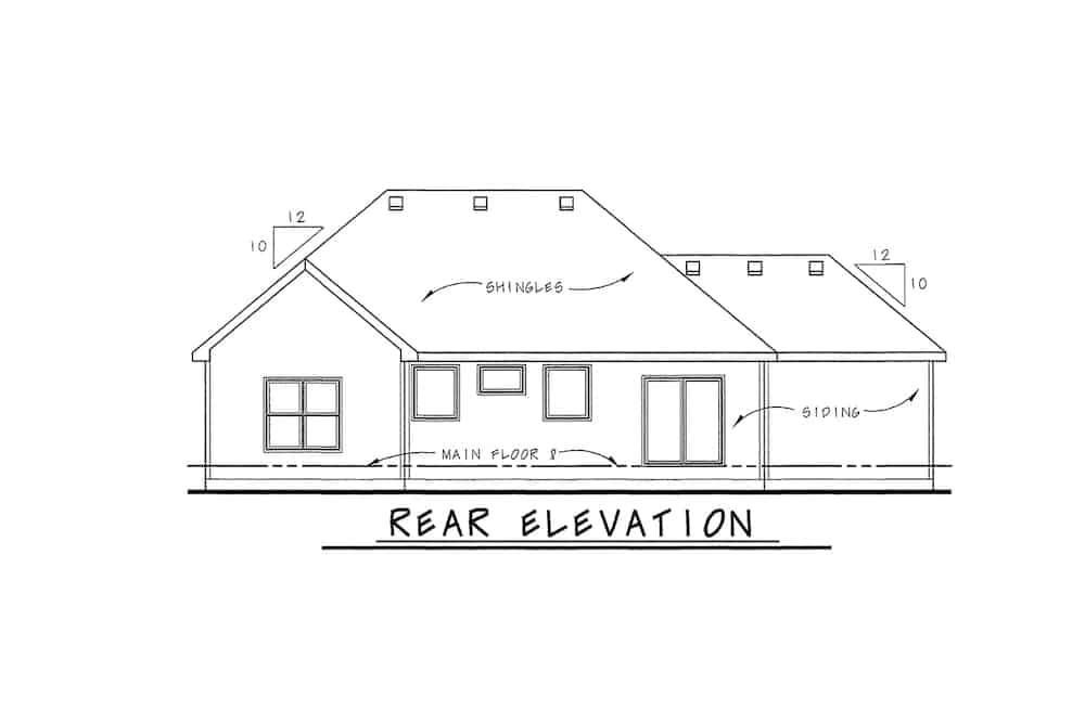 Home Plan Rear Elevation of this 3-Bedroom,1755 Sq Ft Plan -120-2114