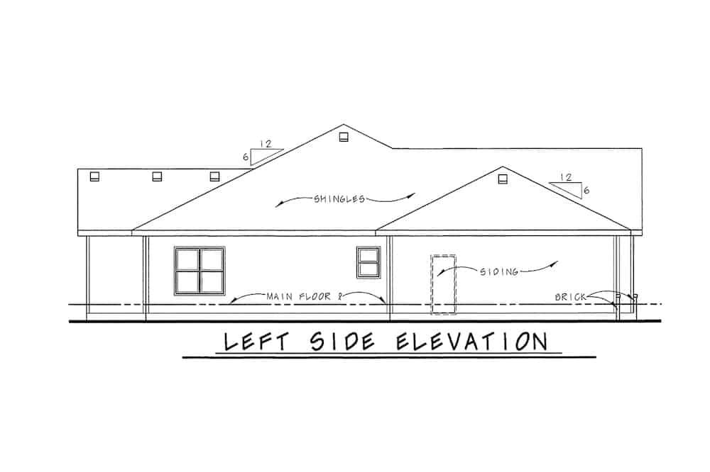 Home Plan Left Elevation of this 3-Bedroom,1755 Sq Ft Plan -120-2114