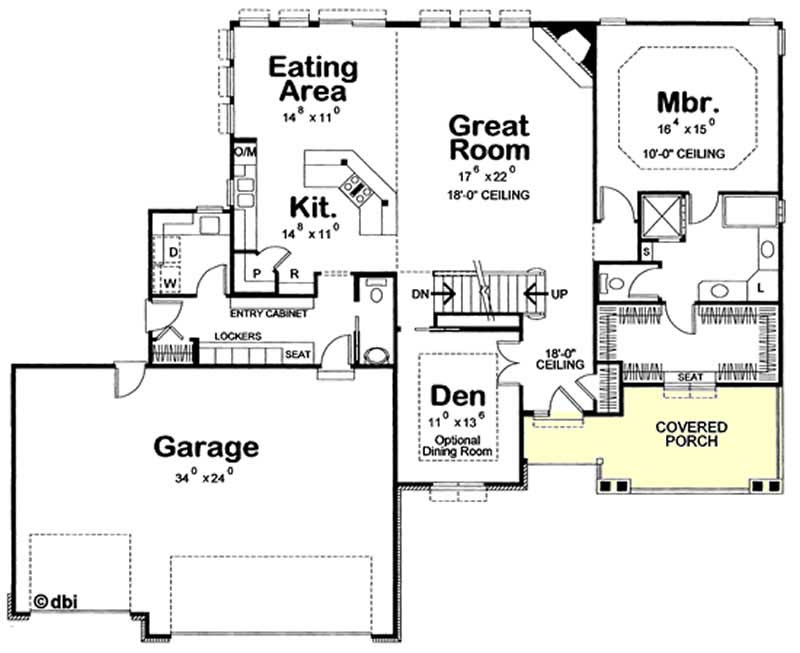 Floor Plan First Story of Craftsman Plan #120-2115