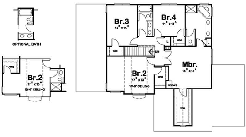 Floor Plan Second Story of Traditional Plan #120-2120