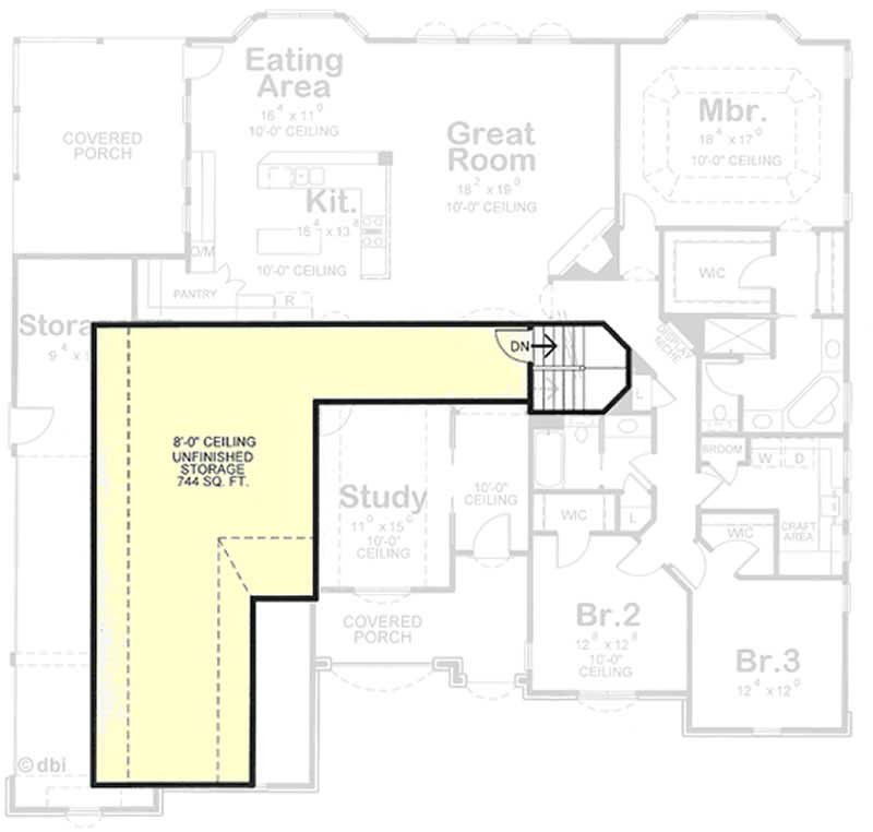Floor Plan Second Story of Country Plan #120-2122