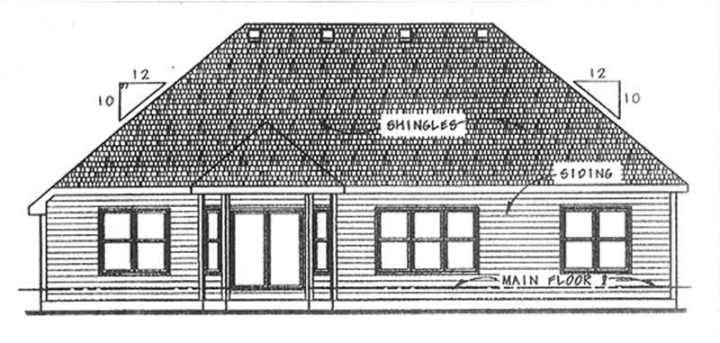 Home Plan Rear Elevation of this 3-Bedroom,1820 Sq Ft Plan -120-2128