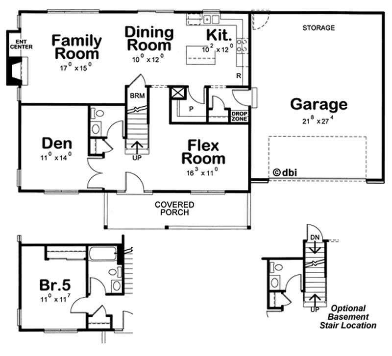 Floor Plan First Story of Country Plan #120-2130