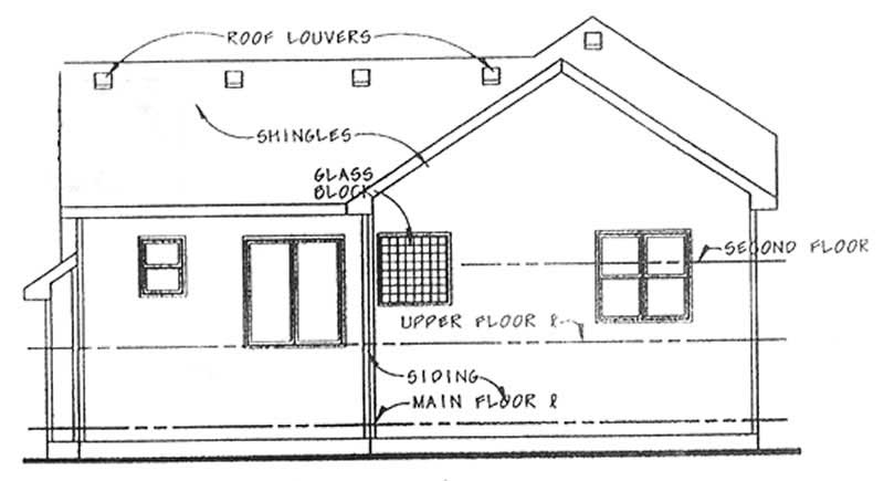 Home Plan Rear Elevation of this 4-Bedroom,1638 Sq Ft Plan -120-2134