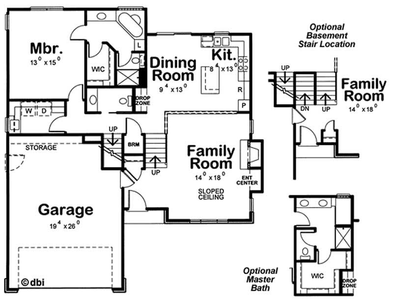 Floor Plan First Story of Small House Plans #120-2134