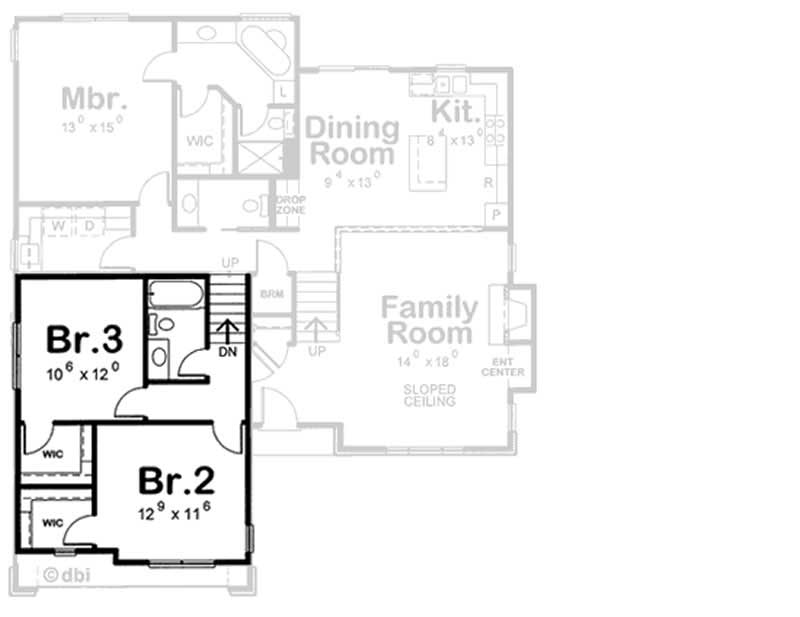 Floor Plan Second Story of Small House Plans #120-2134